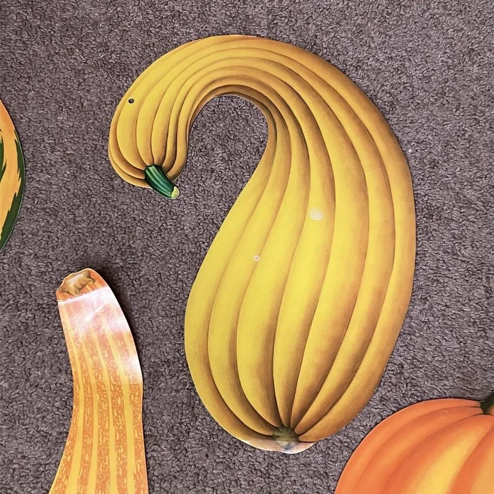 1985 Beistle Die Cut Decoration Lot Of 5 Autumn Fall Gourd Squash Pumpkin USA